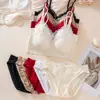 Conjunto de Sujetador de Encaje Sexy y Hermoso en la Espalda para Mujeres Sin Aros, Push-Up para Pechos Pequeños, Soporte Suave y Conjunto de Lencería que Recoge el Pecho