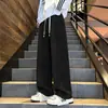 Calça de moletom reta com cós color block de caimento pesado, masculina e feminina, outono novo, solta, roxa, de malha, casual, esportiva, longa