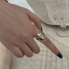 Anillo de Moda Retro para Niña Plata Tailandesa Envejecida Abierto Ajustable Textura Anillo para Dedo Índice Joyería de Estilo Europeo y Americano para Mujer