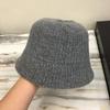 Chapéu de pescador de aba reta com mistura de lã japonesa para mulheres outono e inverno Novo estilo coreano versátil moda chapéu balde quente de tricô