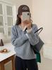 Suéter de Punto de Manga Larga con Cuello en V de Estilo Suave Estilo Coreano de Dos Piezas Falso para Mujer Invierno Nuevo de Alta Gama Estilo Occidental Top Bonito