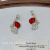 Juego de Collar y Aretes de Diamante Rojo de Alta Resistencia para Mujer, Estilo Palacio Retro, Lujo Ligero, Collar Clavicular de Cristal de Strass de Alta Gama