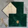 Convites Personalizados em Acrílico Transparente com Carimbo Dourado, Envelopes de Veludo Preto, Cartões de Bênção para Casamento, Atacado Transfronteiriço