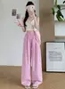 Pantalones de Cuadros Azules para Mujer, Estilo Delgado de Verano, Pantalones de Pierna Ancha a Cuadros Fluido Inspirados en la Dopamina, Pantalones Casuales Rectos Yamamoto
