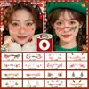 Maquiagem de Natal Adesivos Faciais Blush Adesivos de Tatuagem Feminina Adesivos Faciais Fofos Maquiagem de Performance Galhadas Laço Flocos de Neve
