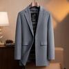 Forro de plumón de ganso removible Abrigo exterior de lana de doble cara Cortavientos para hombre Otoño e Invierno Abrigo de lana de longitud media Chaqueta casual de negocios para hombre
