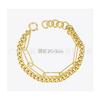 Alta Qualidade Aço Titânio Banhado a Ouro 18K Design Europeu e Americano Corrente Dupla Hip Hop Punk Estilo ins Pulseira Estilo Igual B192073