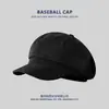 Nuevo Sombrero Otoño/Invierno 2026 Textura Retro Cuero Sombrero Octagonal Unisex Moda Artística Adelgazante Gorra de Periodista