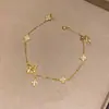 Pulsera Popular de Trébol de Cuatro Hojas Hielo Triturado de Xiaohongshu, Pulsera de Brillo Fino de Lujo Ligero y Gama Alta, Diseño Exquisito de Nicho