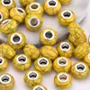 Cuentas de Resina Acrílica de 14 mm con Agujero Grande, Coloridas Facetadas con Patrón de Grietas, Cuentas Espaciadoras para Pulseras DIY, Accesorios de Joyería, Material para Enhebrar