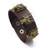 Pulsera de cuero para hombre estilo punk europeo y americano con remaches de calavera, personalizada y moderna, pulsera ancha de piel de vaca no convencional