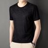 Ventas Directas de Fábrica Verano Seda de Hielo Talla Grande Camiseta de Manga Corta para Hombre Fresca Transpirable Cuello Redondo de Alta Gama Top Fresco de Media Manga