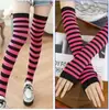 Calcetines navideños mujer calcetines de Halloween calcetines altos cosplay festivo europeo y americano calcetines a rayas set de calcetines con guantes