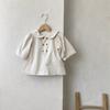 Vestido Casual Feminino de Primavera Dupla Face com Lapela Pequena, Vestido Longo Infantil Estilo Preppy de Manga Longa, Vestido de Bebê para Roupa Externa