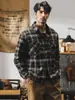 Camisa de Franela Pesada a Cuadros Estilo Americano con Forro de Lana para Hombre, Nuevo Modelo 2025, Camisa de Manga Larga Holgada Vintage de Trabajo, Chaqueta de Primavera y Otoño para Hombre