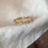 Anel Aberto Retro de Alto Padrão com Zircônia Azul Gotejada em Óleo para Mulheres, Anel Fresco, Fashion e Versátil