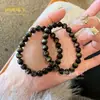 Pulsera de Obsidiana Natural, Perlas Sueltas de Obsidiana Negra Grado Coleccionable, Perlas de Cristal para Hombres y Mujeres, Venta al por Mayor desde el Fabricante