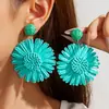 Joyería de Estilo Europeo y Americano, Pendientes de Girasol de Rafia Hechos a Mano, Pendientes Grandes Exagerados de Flor, Joyería de Estilo Festivo al por Mayor
