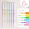 Deli Resaltador de Color Macaron de 6 Colores Fila Ligera Oficina Estudiante Universal Varilla Redonda Llamativo Marcador Clave