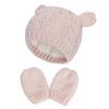 Conjunto de inverno para bebê recém-nascido, chapéu de lã com orelhinhas, luvas, duas peças, proteção para as orelhas, forro quente