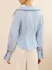 Novas Camisas Femininas Transfronteiriças, Estilo Europeu e Americano, Primavera e Outono, Design de Nicho, Blusas Camisa Listradas Versáteis de Manga Longa