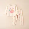Conjunto Casa Algodão Puro Fino Estilo Coreano Roupas de Casa para Meninas Gola Redonda Manga Longa Pijama Infantil Masculino Classe A Verão