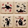 Nuevas pegatinas de pared navideñas con huellas de sangre y cara de Halloween transfronterizas para inodoro, pegatinas de pared creativas para inodoro.