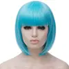 Peruca Curta Reta Europeia e Americana com Franja Bob para Estudante Peruca de Cabelo Curto Colorida Anime Conjunto Personalizado