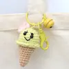 Pingente de Sorvete de Crochê, Charme para Bolsa Tecido com Fio, Enfeite de Sorvete Tricotado, Chaveiro, Acessório Feito à Mão para Chave de Carro