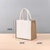 Bolsa de Yute Patchwork de Doble Cara, Hecha a Medida, de Alta Gama, Moderna, Ecológica, Bolsa de Compras de Regalo de Yute y Lino
