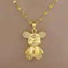 [Acero de titanio] Collar de oso lindo con diamantes, temperamento de lujo ligero, cadena de clavícula que combina con todo, cadena de acero de titanio para celebridades de Internet.