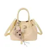 Bolsa de Mão Feminina Nova Primavera Pequena Tote Bag Moda Simples Vintage Bolsa Cesta Bolsa Balde para o Dia a Dia