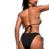 Conjunto de Bikini Triangular de Encaje con Cordones para Mujer de Nylon Transfronterizo Personalizado Sexy Traje de Baño de Dos Piezas Lindo Traje de Baño con Cuello Halter