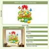 Cesta de madera de huevo de colores de Pascua decoración atmósfera tienda mariposa flores pegatinas estáticas para ventana de cristal hierba