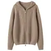Cardigã de malha com capuz em cashmere espesso para mulheres, novo casaco suéter de outono e inverno, peça de outer wear moderna e que rejuvenesce