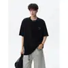 Camiseta de Manga Corta para Hombre con Hebilla Metálica de Diseño Irregular, Verano, Nueva, Moderna, Seda de Hielo, Suave, Holgada, Casual, Media Manga