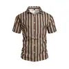 Camisa de manga corta a rayas con cuello, estilo veraniego europeo y americano, estampado 3D, no se plancha, para hombre, de playa