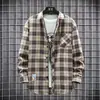 Camisa Casaco Masculino Inverno Xadrez Solta Tendência Marca Manga Longa Casual Passa-Fácil Outono e Inverno Tops Masculino Novo Estilo