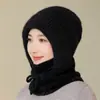 Gorro de punto para mujer para invierno, forrado de polar y engrosado, gorro a prueba de frío con calentador de cuello y mascarilla facial integrados, gorro cálido para ciclismo al aire libre