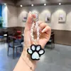 Llavero de Pata de Gato de Cristal Colgante para Bolso Correa para Teléfono de Perlas y Cuentas Encantos de Pata Kawaii Lindos Accesorios Regalos para Mujeres