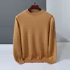 Suéter Masculino de Cashmere Gola Redonda Novo Outono Inverno Cor Sólida Solto Espessado Pulôver Tricotado Base Lã Suéter Quente