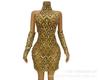 Vestido Sexy de Malla con Pedrería y Lentejuelas Plateadas Brillantes, con Guantes, para Usar En..