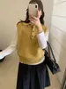 Chaleco de Punto sin Mangas con Cuello Polo Estilo Coreano para Mujer, Diseño de Principios de Primavera 2026, Top Chaleco Jersey de Capa Nicho, Moderno