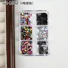 Caja de 6 compartimentos con lentejuelas cuadradas irregulares láser de colores mixtos, deslumbrantes accesorios para decoración de uñas, nuevas pegatinas de aurora para DIY