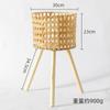 Estante de Flores de Madera Maciza Nórdica con Ratán Combinación de Sofá para Sala de Estar Estante de Almacenamiento de Bambú de Pie Estante para Macetas de Potos en Balcón