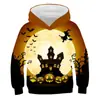 Moletom Casual com Capuz Estampado Digital 3D de Abóbora Popular Europeia e Americana para Halloween Venda Direta da Fábrica para Adultos