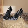 Zapatos de Nicho de Punta Fina de Una Capa de Boca Baja Zapatos de Tacón Alto Sandalias para Mujer de Estilo Nuevo 2024 Elegantes de Celebridad para Trabajo Combinan con Todo