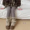Leggings Gruesos con Forro de Felpa para Niñas, Medias Patchwork Versátiles y Modernas, Calcetines Cálidos de Otoño e Invierno para Niñas