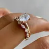 Sanjie shein AliExpress Anel de Diamante Ovo de Pombo Moissanita Simulado Anel Feminino ins Acessórios de Noivado de Celebridade da Internet Europeia e Americana