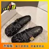 Sapatos Femininos Lantejoulas Estilo Francês, Sapatos Baixos Meio Salto, Novo Modelo 2025, Mules Fechadas Brilhantes Mary Jane para Mulheres, Adequados para Uso Externo